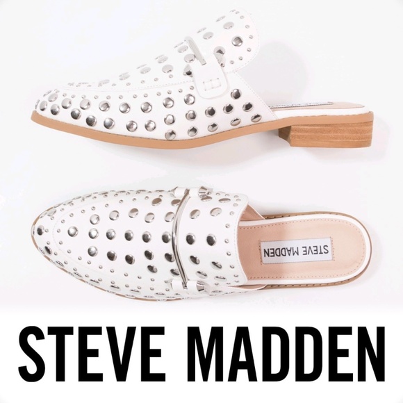 white studded mules